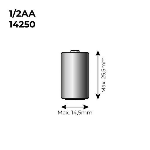 Pila de litio lpt2 150 1/2 3,6v (mod. 14250) 1200mah ø14,5x25,5mm [0]