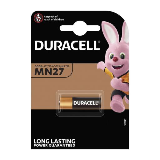 Pila alkalina duracell long lasting power a27/v27a - mn27 12v (blister 1 unid.) ø8x28,2mm [0]