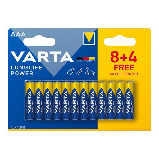 Pila varta alkalina longlife power aaa - lr03 (blister 12 unid.) ø10,5x44,5mm [0]