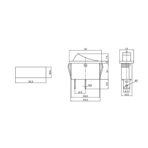 Interruptor on-off-on estrecho 15a 250v negro [1]