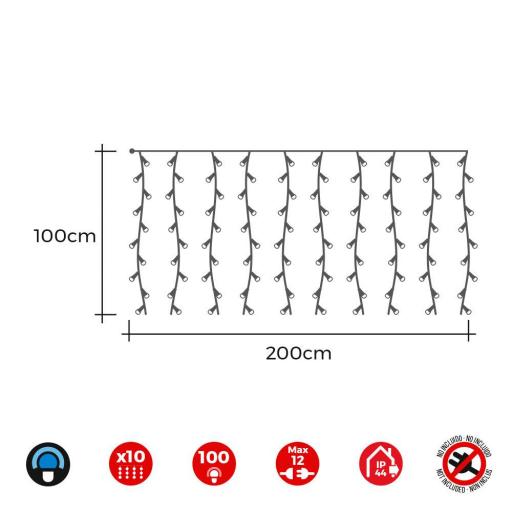 Cortina easy-connect 2x1m 10 tiras 100 leds azul 30v (interior-exterior) edm total 1,8w [1]