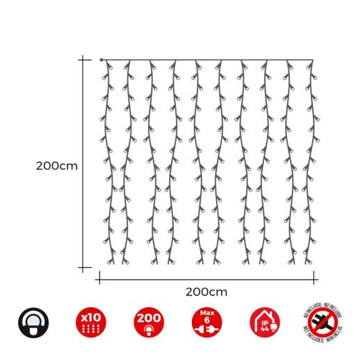 Cortina easy-connect 2x2m 10 tiras 200 leds blanco frio 30v (interior-exterior) edm total 3,2w [1]