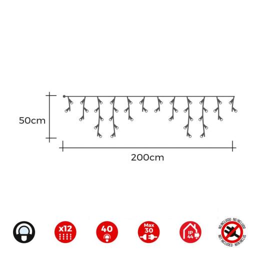 Cortina icicle easy-connect 2x0,5m 12 tiras blanco frio 30v (interior-exterior) edm total 0,72w [1]