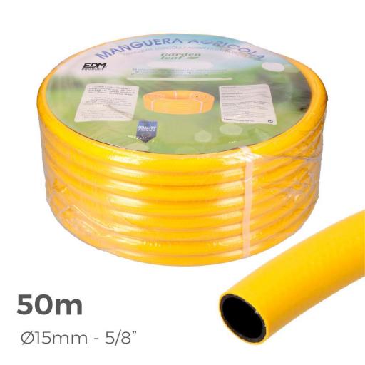 Manguera agricola color amarillo ø interior 15mm ø exterior 20mm (5/8") rollo 50m edm [1]