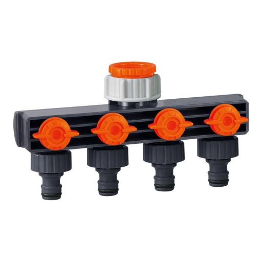 Adaptador de 4 vias para grifo de jardin con enchufes rapidos 19mm 3/4" edm [0]