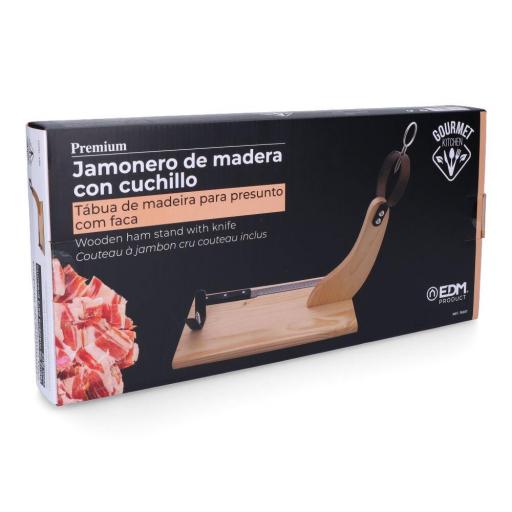 Jamonero premium madera de pino con cuchillo incluido edm [2]