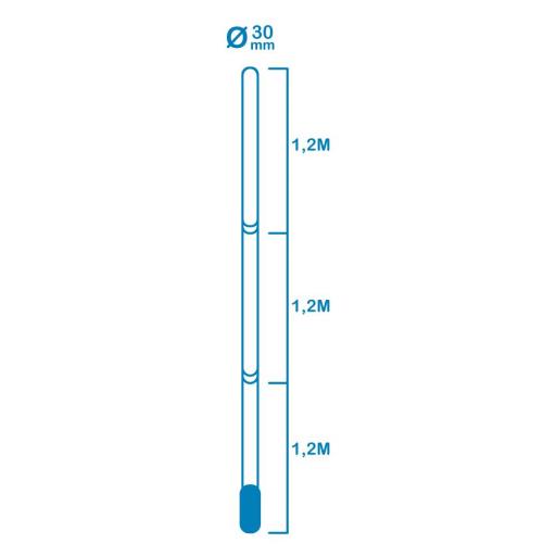 Pertiga telescopica ø41mm mango 3 partes de 1,20m total: 3,6m (plegado 1,3m) con tubo de aluminio 0,30mm edm [1]