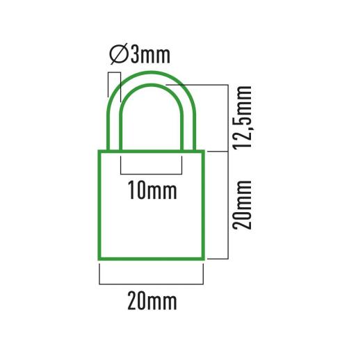 Candado de laton arco normal 20x12mm blister edm [2]