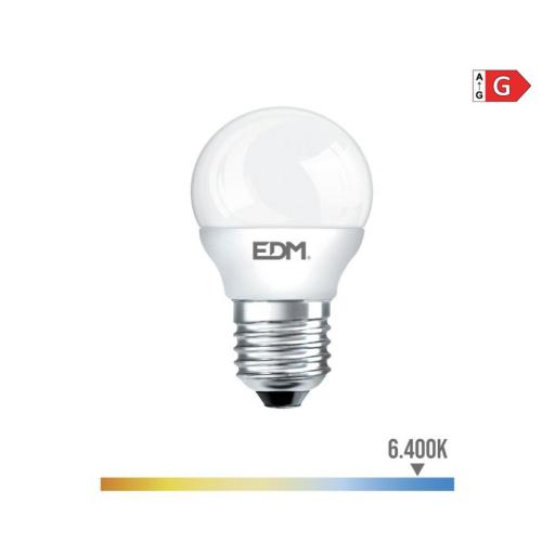 Bombilla esferica led e27 5w 400lm 6400k luz fria ø4,5x8cm edm [0]