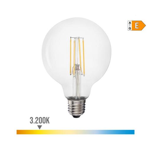 Bombilla de globo con filamento de led e27 6w 800lm 3200k luz calida ø9,5x14cm edm [0]