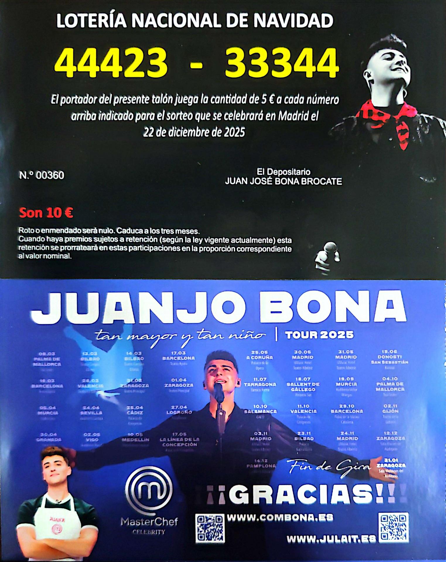 LOTERIA DE NAVIDAD "GRACIAS" JUANJO