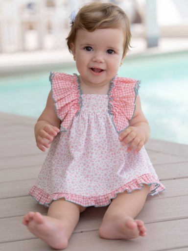 Miranda vestido Bebe Braguita Estampado Flores Volante Cuadro Vichy "Tulipan" 0048/VB [0]