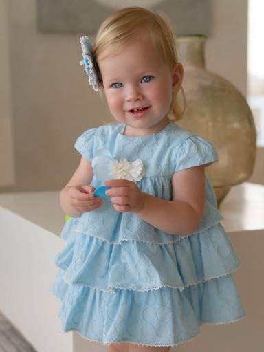 Miranda vestido Bebe 3 Volantes Aplicacion Floral "Dalia" 0137/V [0]