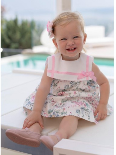 Miranda Vestido Bebe Estampado Flores Cuello Cuadrado Lazada "Camelia" 0152/V [0]