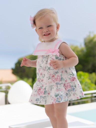 Miranda Vestido Bebe Estampado Flores Cuello Cuadrado Lazada "Camelia" 0152/V [2]