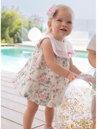 Miranda Vestido Bebe Estampado Flores Cuello Cuadrado Lazada "Camelia" 0152/V [3]