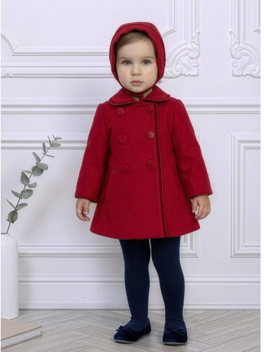 Miranda Abrigo Bebe Niña Paño Rojo Botonadura 6 Botones 0160/A [0]