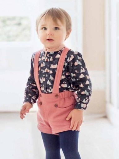 Miranda Conjunto Bebe Niño Camisa Cuello Mao Estampada Casitas Pantalon Corto Tirantes "Anubis" 036/0161/23