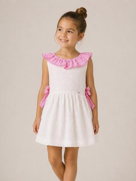 Miranda Vestido Infantil  Blanco Perforado "Flor de Azahar" 0604/V