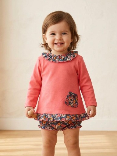 Daniesty Jesusito Coral Cuello Estampado Bolsillo Braguita Estampado Flores Familia Corina 001 [0]