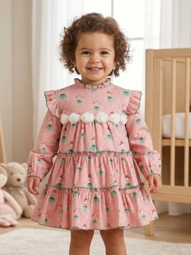 Miranda Vestido Infantil Ceremonia Rosa Palo Estampado Muñecas Tu-tu "Courtney" 0618/V