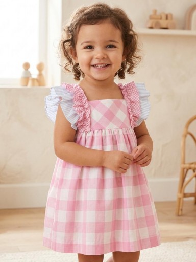 Miranda vestido Bebe y Cuadros Volantes Hombros "Violeta" 0502/V