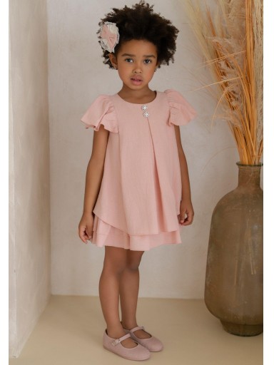 Miranda Vestido Infantil Ceremonia Rosa Manga Farol "Begonia" 0231/V