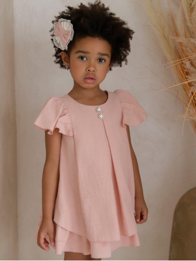 Miranda Vestido Infantil Ceremonia Rosa Manga Farol "Begonia" 0231/V [1]