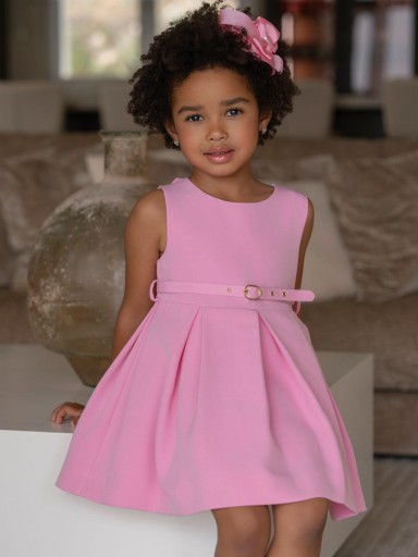 Miranda Vestido Infantil Ceremonia Rosa Falda Tablas "Azalea" 0232/V [1]