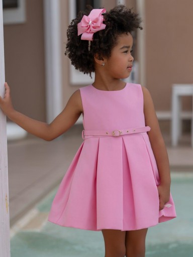 Miranda Vestido Infantil Ceremonia Rosa Falda Tablas "Azalea" 0232/V [0]