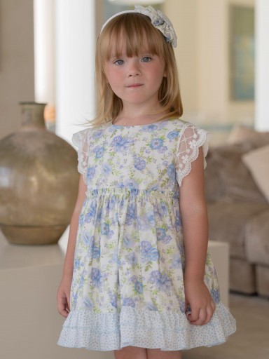 Miranda Vestido Infantil Flores Volante Topos "Crisantemo" 0236/V [1]