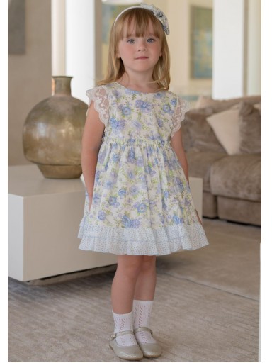 Miranda Vestido Infantil Flores Volante Topos "Crisantemo" 0236/V [0]