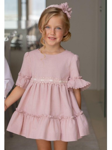 Miranda Vestido Infantil Ceremonia Rosa Pasacintas "Orquidea" 0240/V [1]