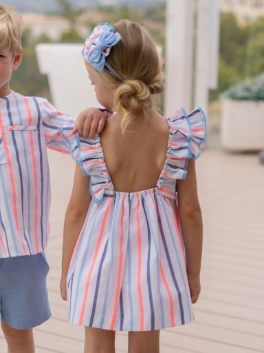 Miranda Vestido Infantil Rayas Cuello y Lazadas "Peonía" 0244/V [3]