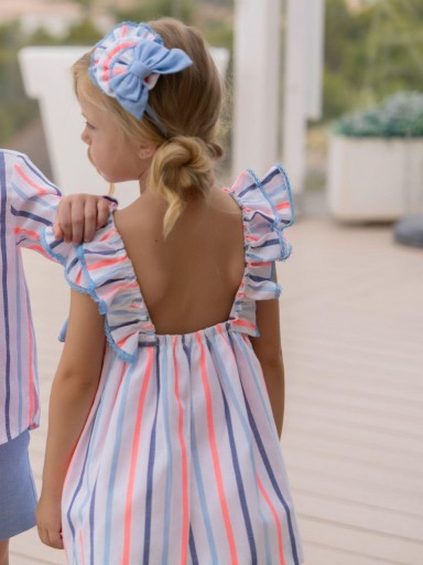 Miranda Vestido Infantil Rayas Cuello y Lazadas "Peonía" 0244/V [2]
