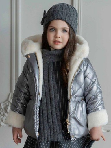 Miranda Parka Infantil Gris Irisado Pelo Beig "Faith" 0247/PA