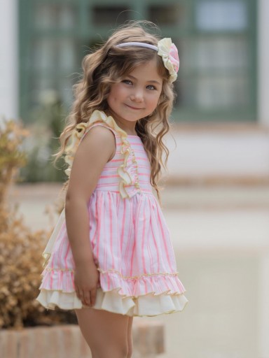 Miranda vestido infantil rayas coral volantes "Corona Austral" 0252/V