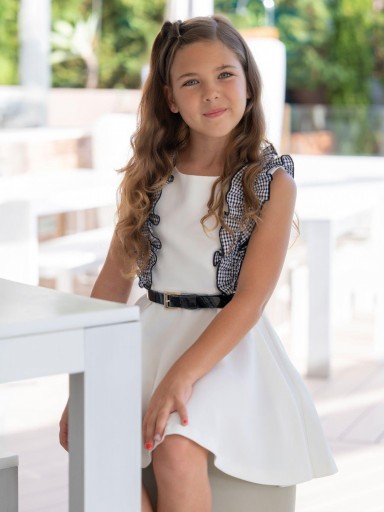 Miranda Vestido Niña Falda Acampanada Detalles Cuadro Vichy "Margarita" 0300/V [1]