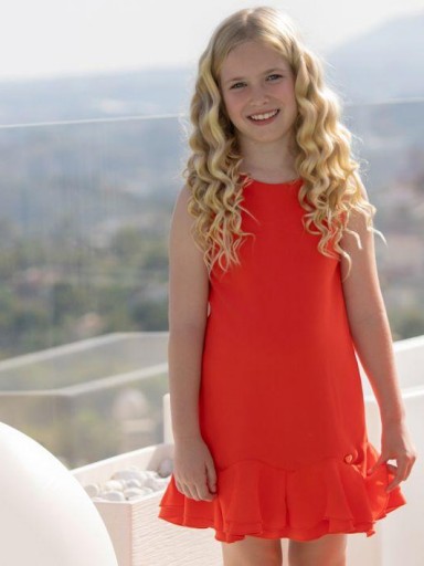 Miranda Vestido Niña Naranja Tirantes Volante bajo "Clavel" 0302/V [0]