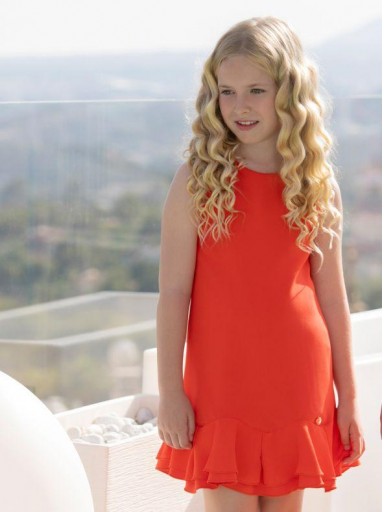 Miranda Vestido Niña Naranja Tirantes Volante bajo "Clavel" 0302/V [2]