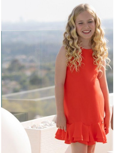 Miranda Vestido Niña Naranja Tirantes Volante bajo "Clavel" 0302/V [1]