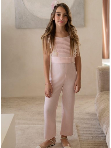 Miranda Mono Niña Sin Mangas Pantalón Largo Rosa "Hortensia" 0325/M