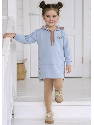 Miranda Vestido Infantil Tipo Sudadera Algodon Azul Capucha "Wendy" 0632/V [0]