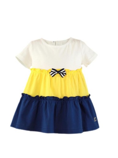 Miranda vestido Infantil Vuelo Color Block Blanco Amarillo Marino 035/0411/V [1]