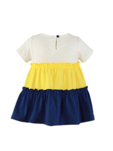 Miranda vestido Infantil Vuelo Color Block Blanco Amarillo Marino 035/0411/V [2]