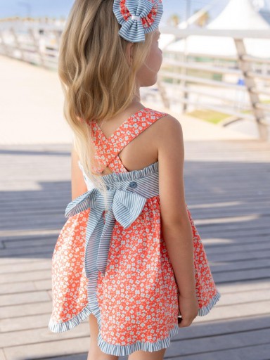 Miranda Vestido Infantil Estampado Flores Volante Rayas "Pensamiento" 0605/V [1]