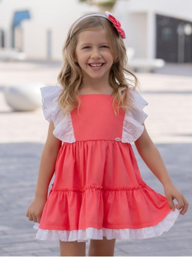 Miranda Vestido Infantil Coral Volante Blanco Perforado "Jacinto" 0609/V [0]