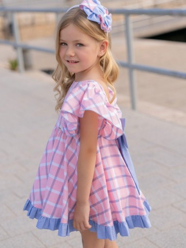 Miranda Vestido Infantil Cuadros Azul y Rosa "Magnolia" 0613/V [1]