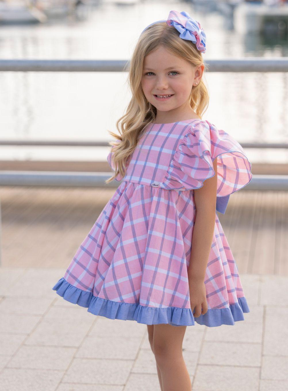 Miranda Vestido Infantil Cuadros Azul y Rosa "Magnolia" 0613/V