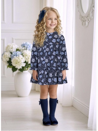 Miranda Vestido Infantil Marino Estampado Flores Azules "Colette" 0617/V [0]